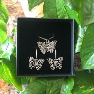 Silver Tone Filigree Butterfly 🦋 Earrings and Necklace
